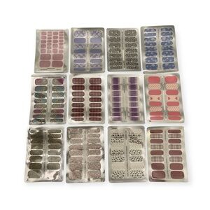 Lot 12 Lily & Fox Nail Wrap Strips Cheetah Sparkle Glitter Polka Dot Paw Flowers